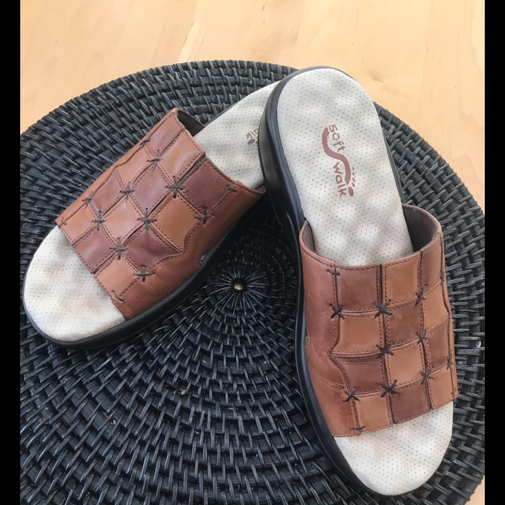 NEW SZ8N SOFT WALK Brown Slide Sandals